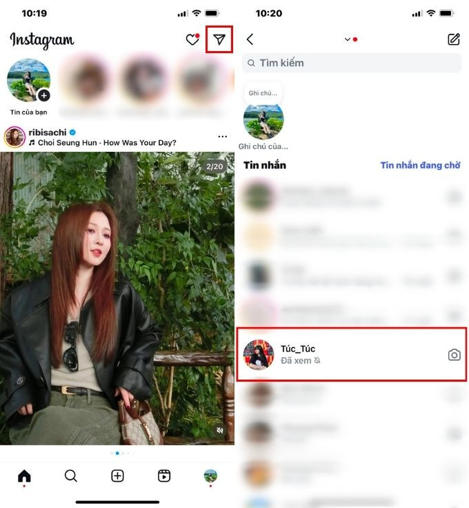 Giao diện Tin nhắn của Instagram