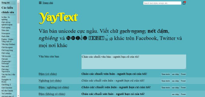 Sử dụng YayText để viết chữ kiểu trên Facebook