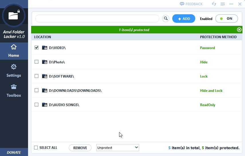Anvi Folder Locker - Phần mềm khóa và bảo mật thư mục trên máy tính