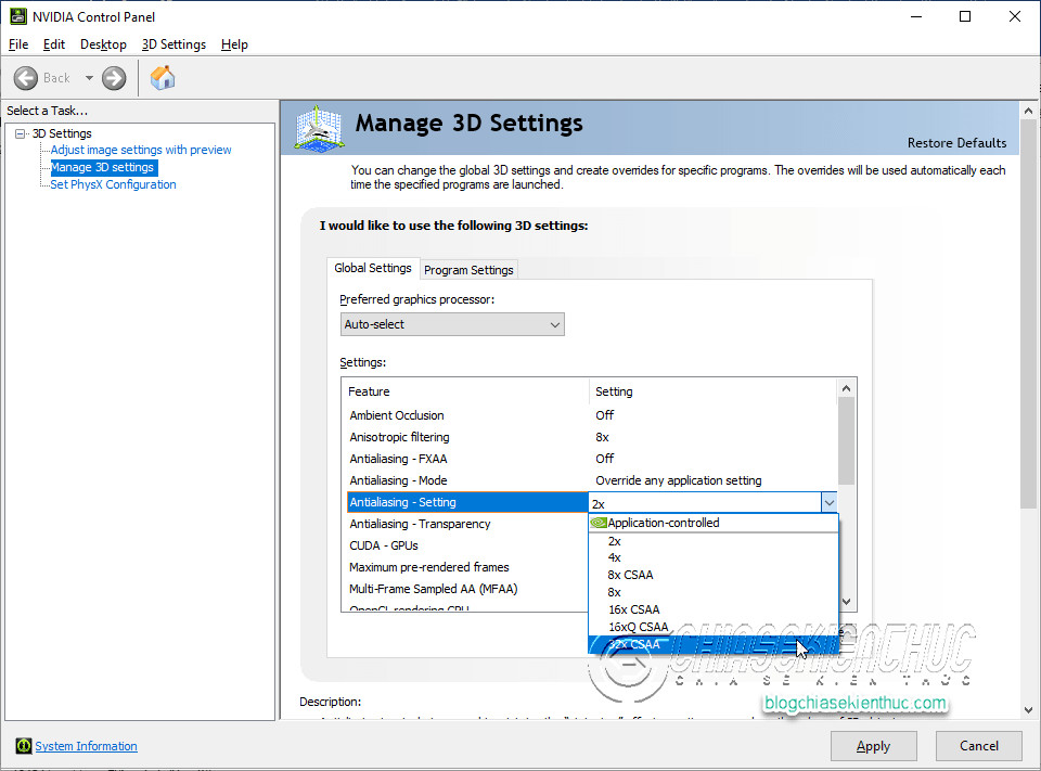 Cải thiện cấu hình Nvidia