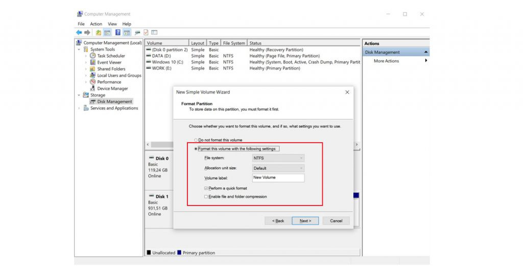 Định dạng ổ cứng vừa phân chia