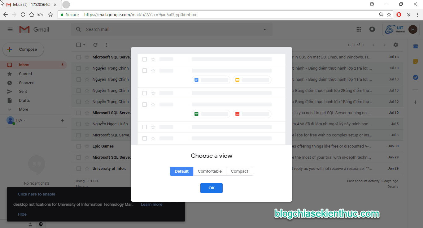 Giao diện mới trên Gmail