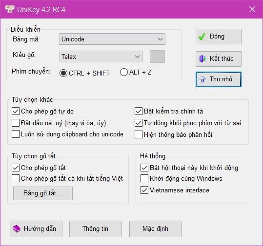 Khắc phục lỗi sai kiểu gõ trong Unikey