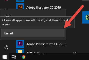 Khởi động lại máy tính để sửa lỗi USB