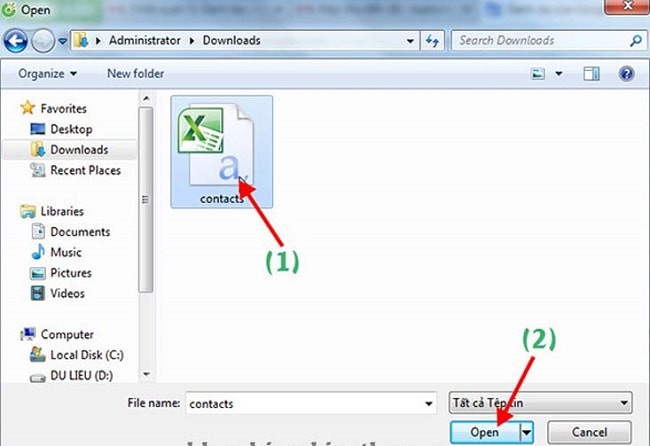 Nhập danh bạ từ file CSV