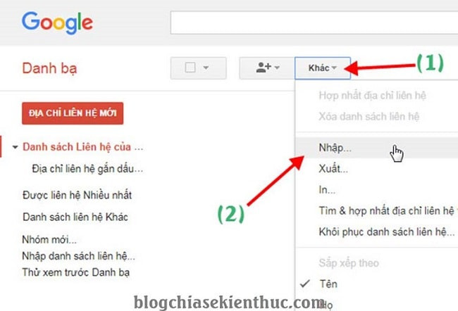 Sao chép danh bạ từ Gmail cũ sang Gmail mới