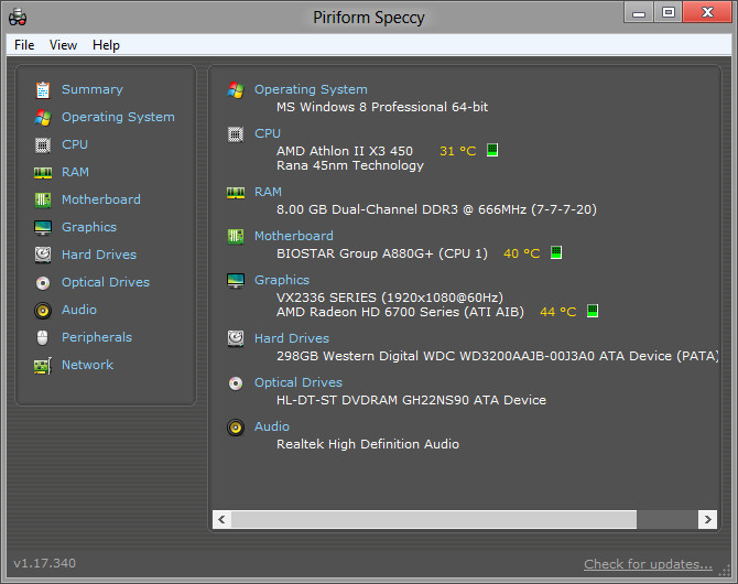 Speccy - Phần mềm kiểm tra phần cứng máy tính