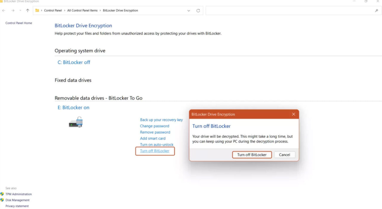 Hướng dẫn tắt BitLocker trên Windows 11
