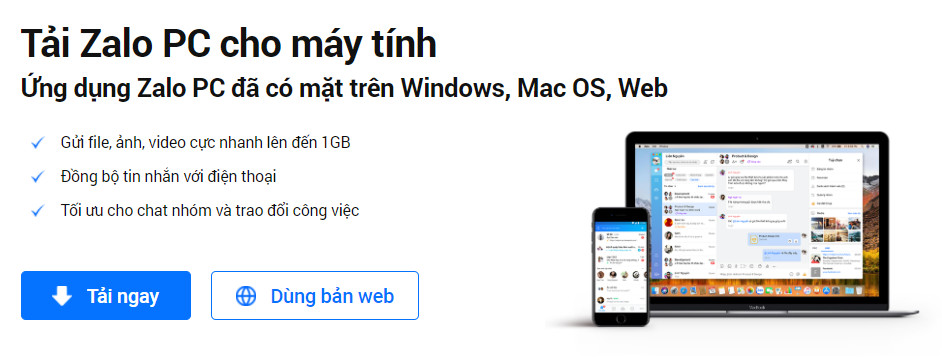 Truy cập trang tải Zalo