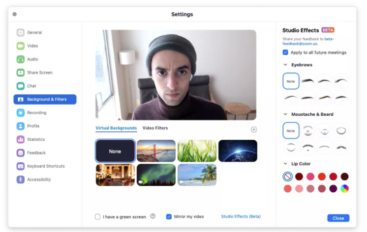 Tùy Chỉnh Hiệu Ứng Trên Zoom