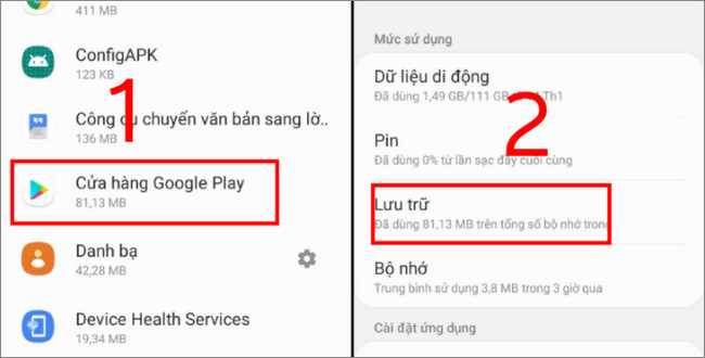 Xóa bộ nhớ cache CH Play