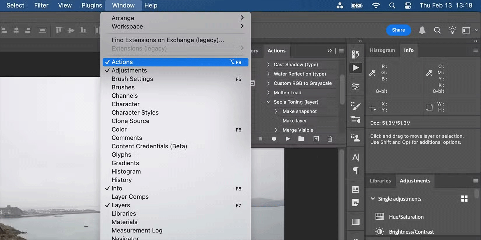 Bảng Actions trong Photoshop