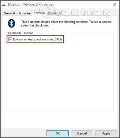 Bật Bluetooth Keyboard Drivers