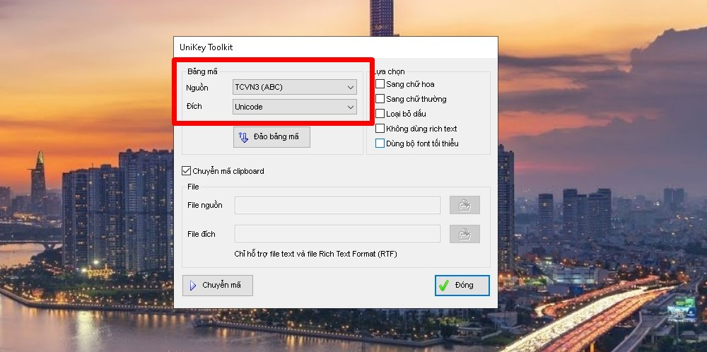 Bước 3: Chọn nguồn và đích