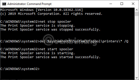 Các lệnh hủy in trong CMD Admin