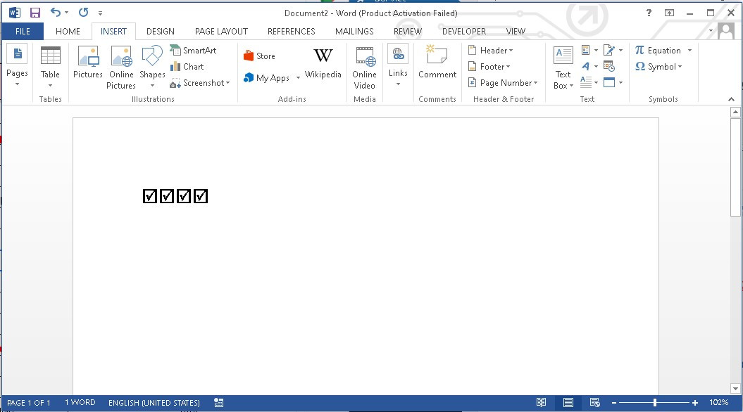 Cách tạo ô check box có dấu tích sẵn trong ô bước 3