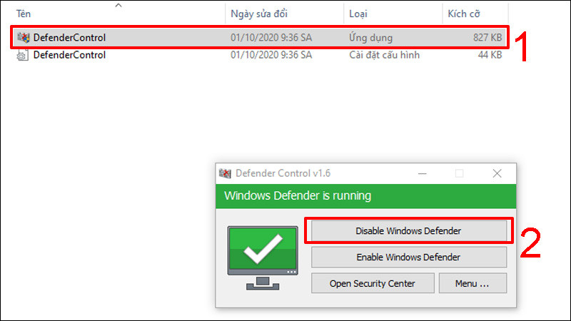 Cách tắt Windows Defender trong Win 10 vĩnh viễn - Defender Control