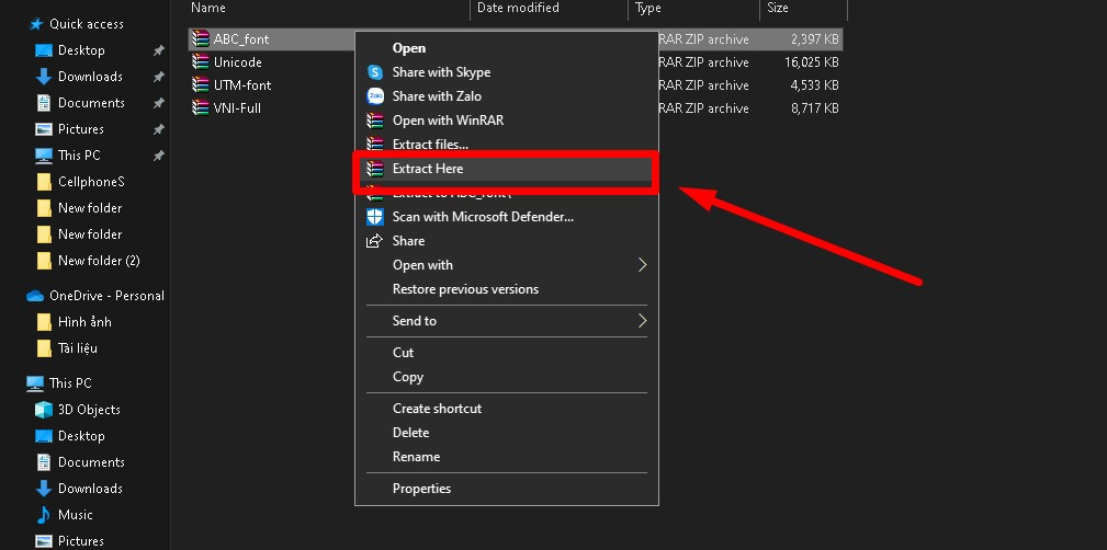 Cài đặt phông chữ