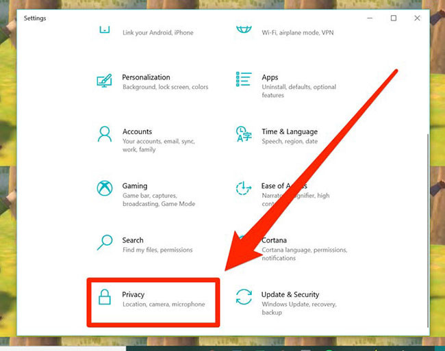 Cách mở camera trên laptop Windows 7/8/10/11 6 Cài đặt Privacy