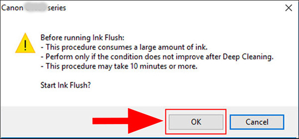 Cách sửa lỗi hụt mực trên máy in màu Canon 4 Chạy Ink Flush
