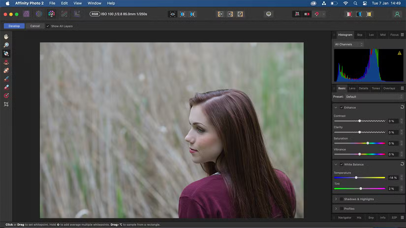 Chỉnh sửa ảnh RAW của Affinity Photo