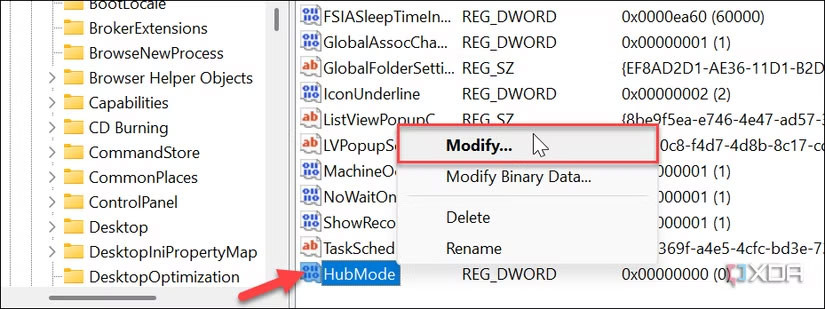 Chỉnh sửa giá trị HubMode