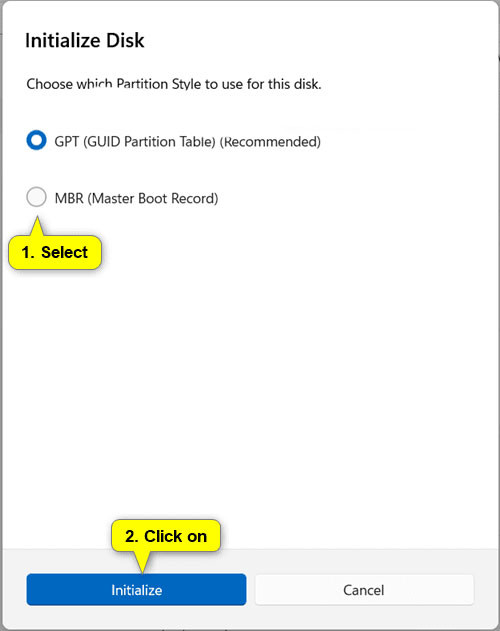 Chọn kiểu phân vùng sử dụng cho VHD/VHDX