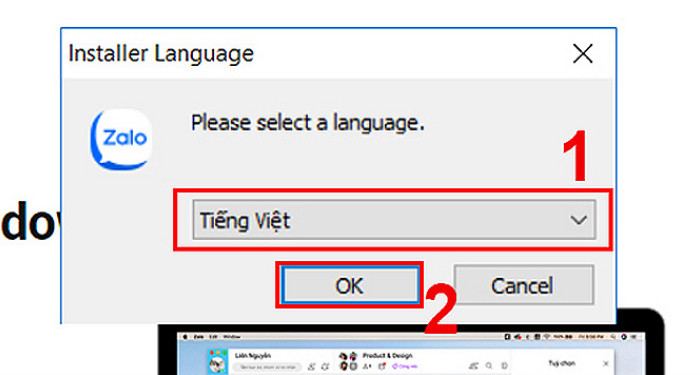 Chọn ngôn ngữ cài đặt