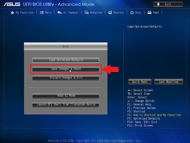 Chọn Save changes &amp; reset