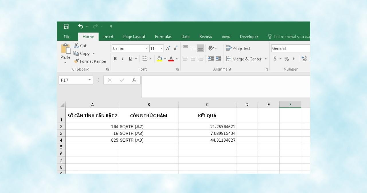 Cú pháp công thức hàm căn bậc 2 trong Excel