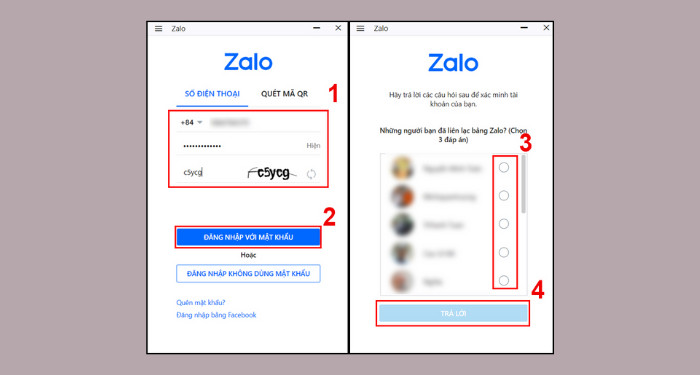 Đăng nhập Zalo bằng số điện thoại và mật khẩu