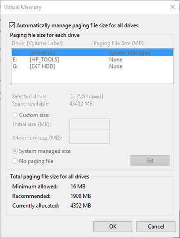 Điều chỉnh bộ nhớ ảo