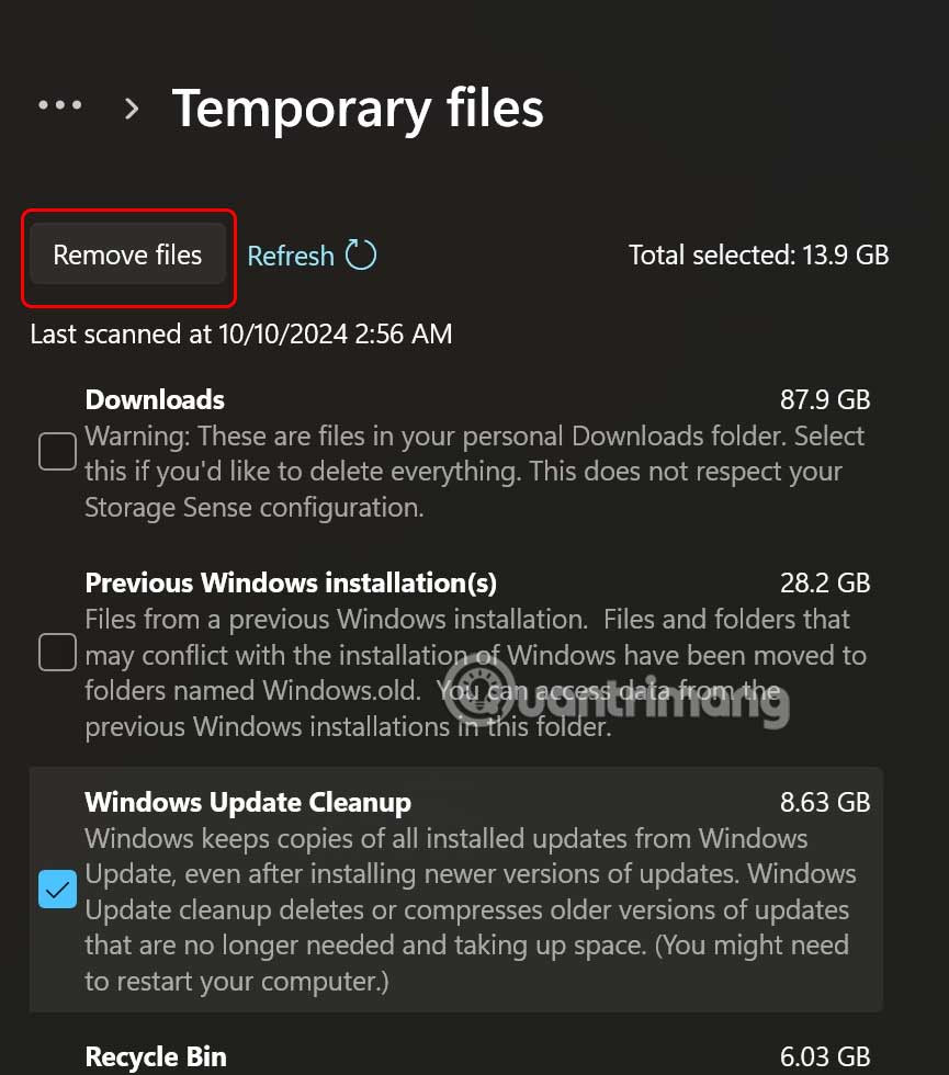 Dọn dẹp cập nhật Windows 11