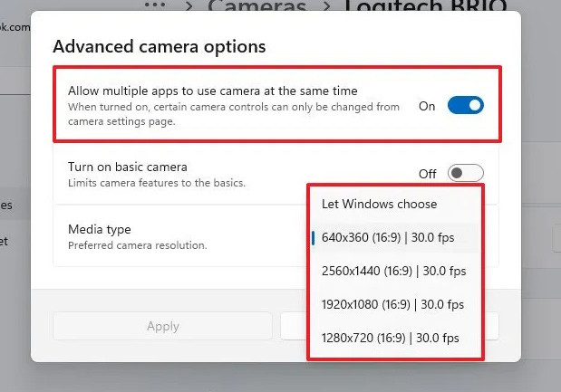 Dùng camera trên nhiều ứng dụng trên Windows 11