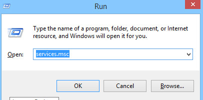 Gõ services.msc vào hộp thoại Run