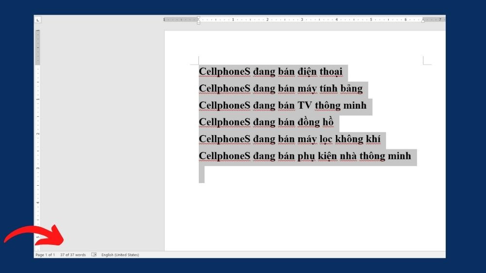 Hiển thị số từ trong Word