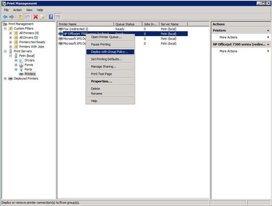 Hình A: Triển khai máy in qua chính sách nhóm