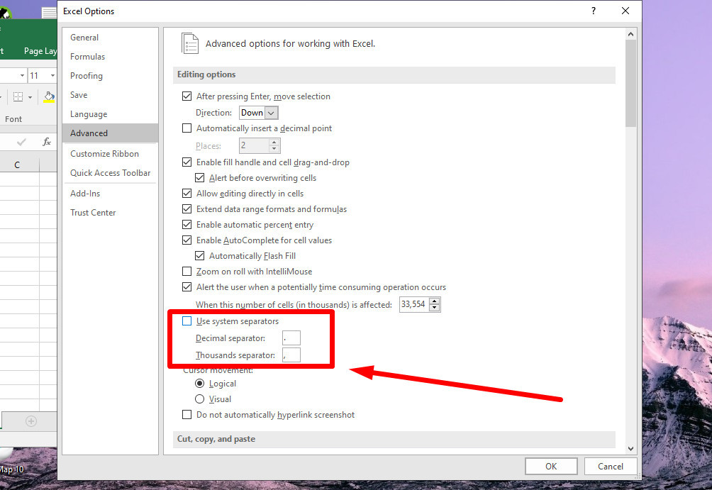Hướng dẫn cách đổi dấu phẩy thành dấu chấm trong Excel bước 5