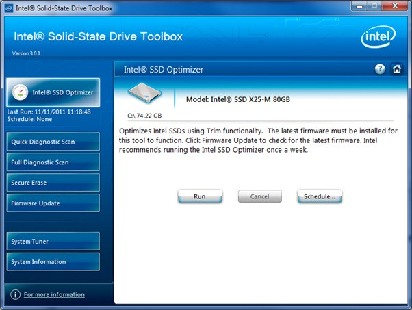 Intel Solid State Drive Toolbox
