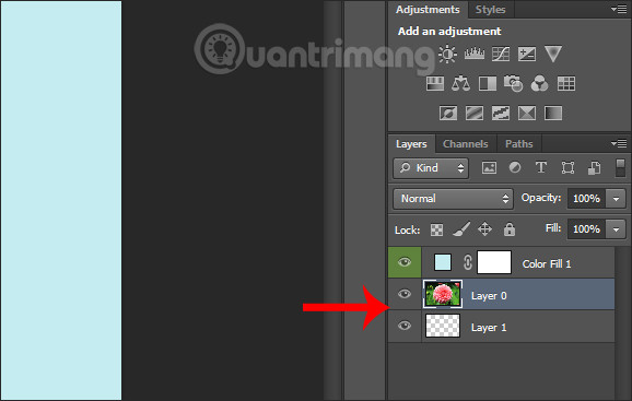 Kéo xuống layer background
