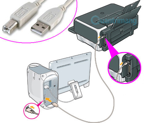 Kết nối máy in với máy tính qua cổng USB