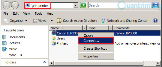 Kết nối với máy in qua mạng