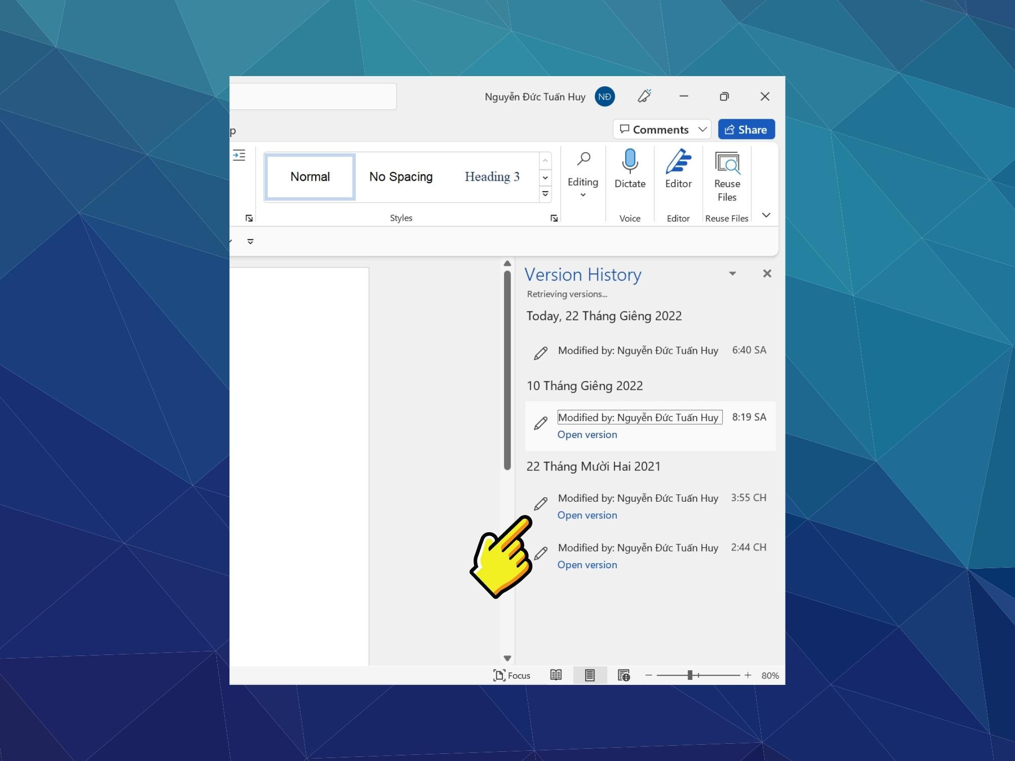Khôi phục file Word bị lưu đè - Bước 4