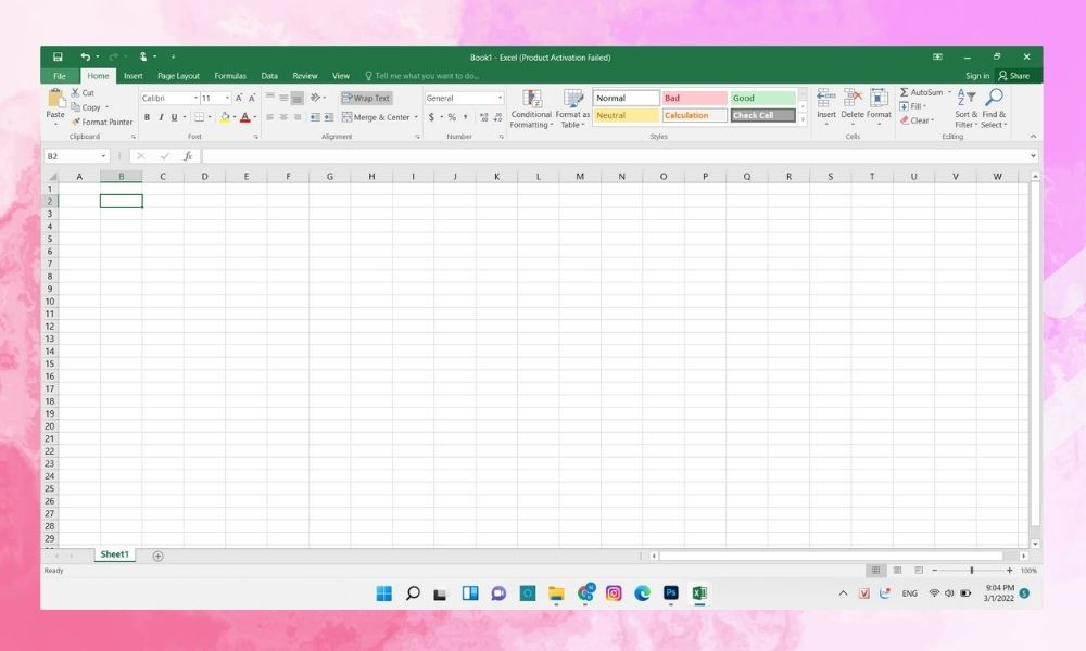 Kiểm tra cài đặt Excel - bước 1
