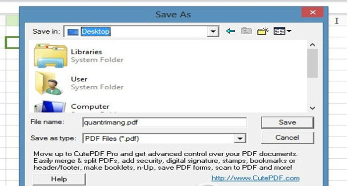 Lưu file PDF từ CutePDF Writer