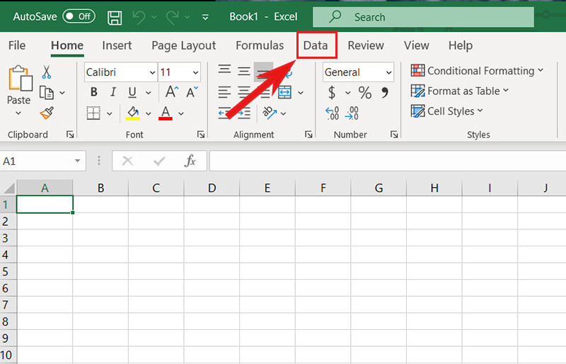Mở Data trong Excel