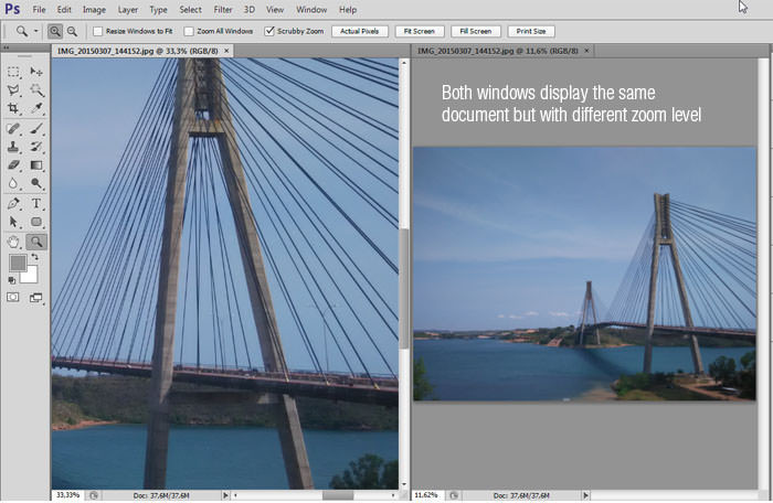 Mở tài liệu trên hai cửa sổ