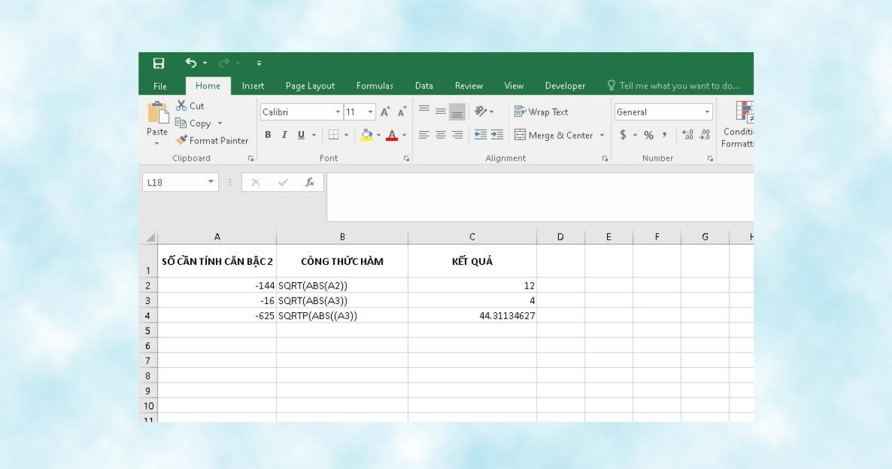 Một số lỗi sai thường gặp khi dùng hàm căn bậc 2 trong Excel