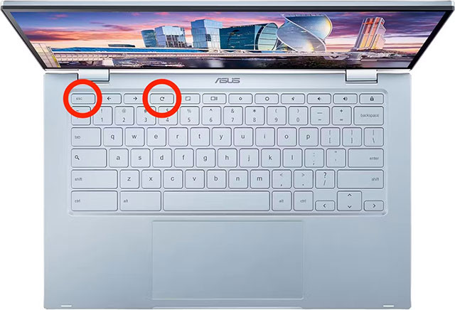 Nhấn giữ phím Esc và Refresh