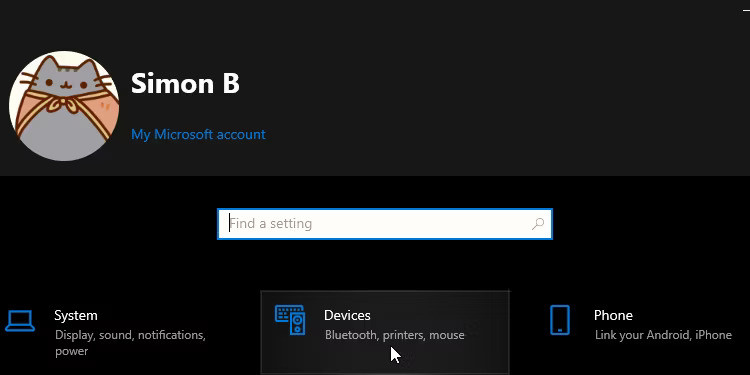 Nhấp chuột vào Devices